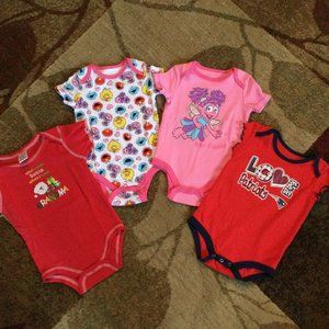 (4) Baby Girl Onesies NWOT